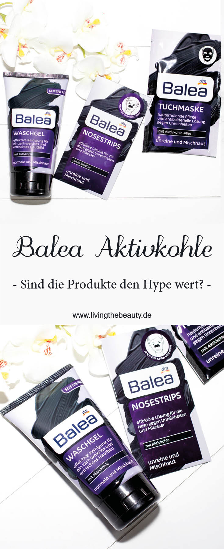 Balea Aktivkohle Nosestrips, Waschgel & Tuchmaske