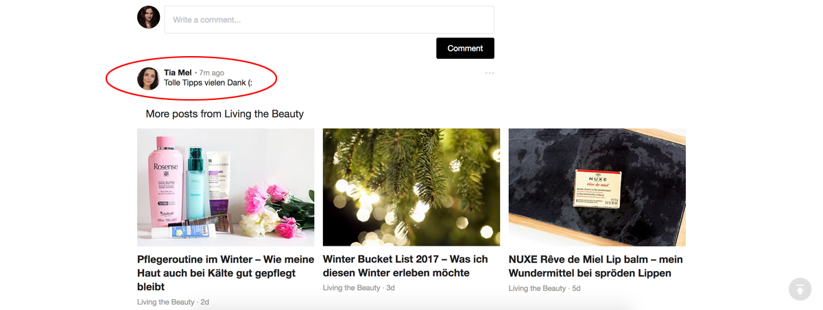 Kommentare bei den Posts auf Bloglovin
